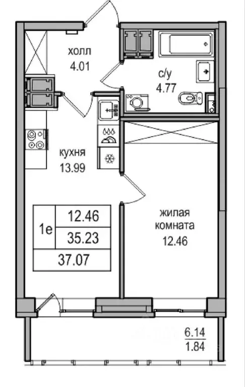1-к кв. Санкт-Петербург пос. Парголово, проезд Толубеевский, 34к2 ... - Фото 1