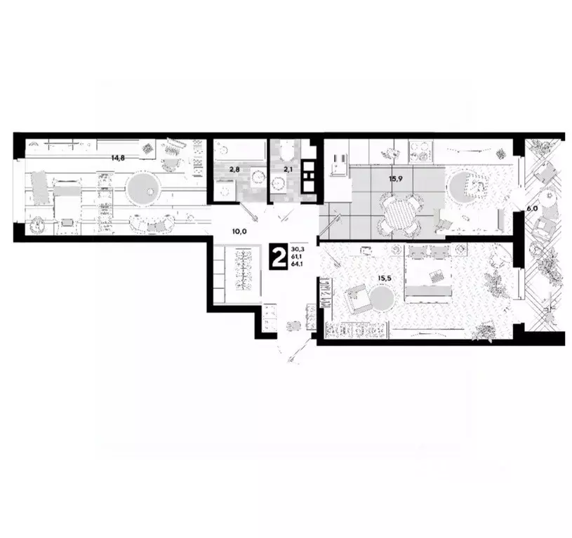 2-к кв. Краснодарский край, Краснодар ул. Ивана Беличенко, 97 (64.0 м) - Фото 1