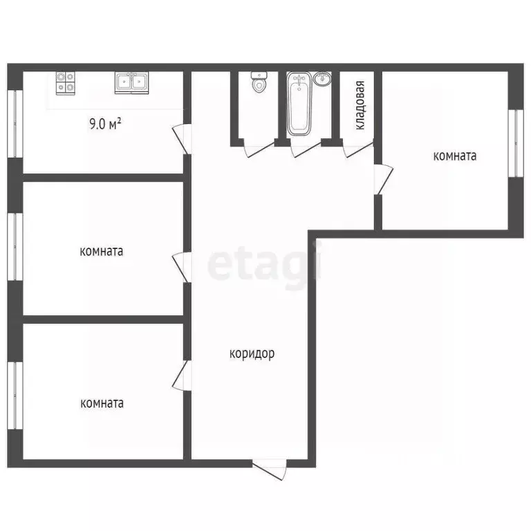 3-к кв. Московская область, Клин Спортивная ул., 17/2 (73.1 м) - Фото 0