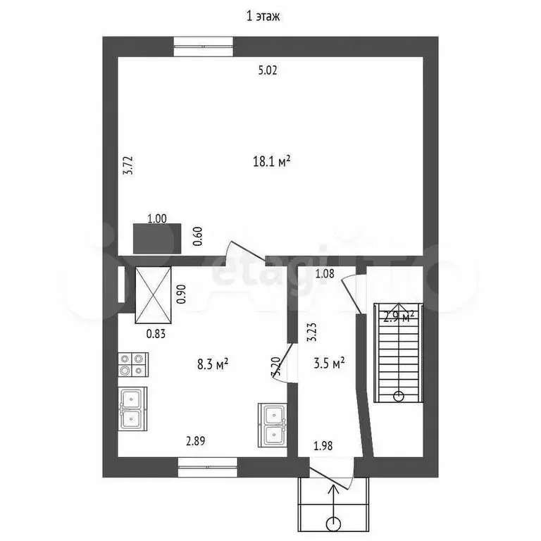 2-к. квартира, 50,3 м, 1/2 эт. - Фото 0