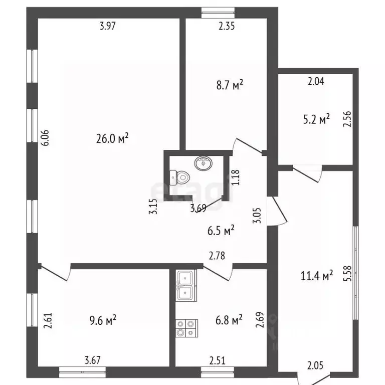 Дом в Кемеровская область, Осинники ул. 2-я Больничная (59 м) - Фото 2