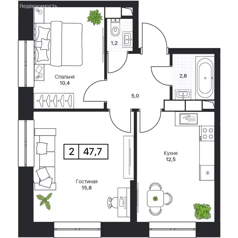 2-комнатная квартира: Пушкино, ЖК Пушкино Град (47.7 м) - Фото 0