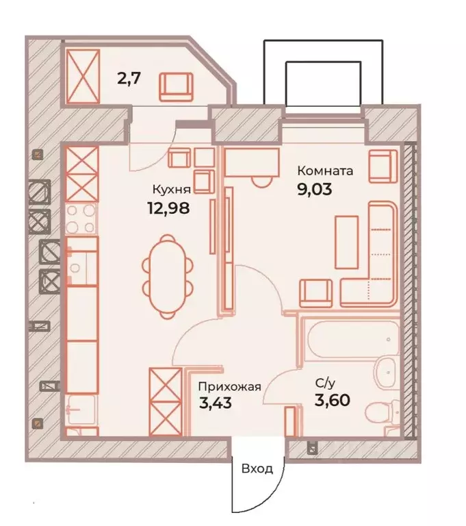 1-к кв. Ярославская область, Ярославль ул. Штрауса, 48 (30.39 м) - Фото 2