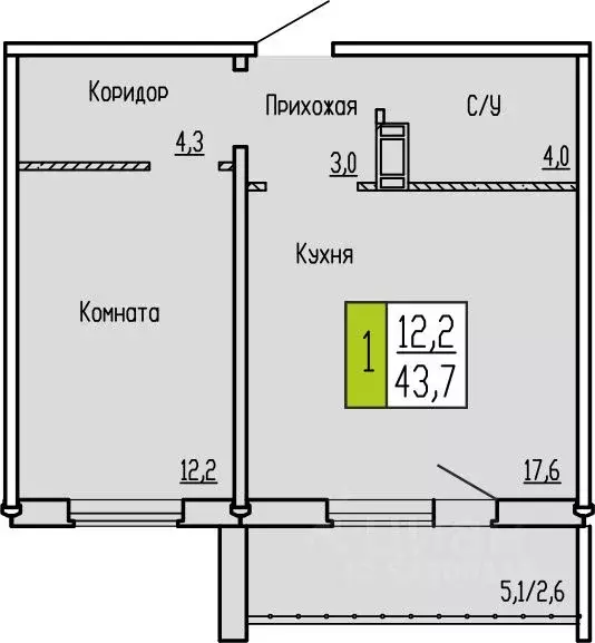 1-к кв. Курганская область, Курган ул. Карбышева, 52 (43.7 м) - Фото 0