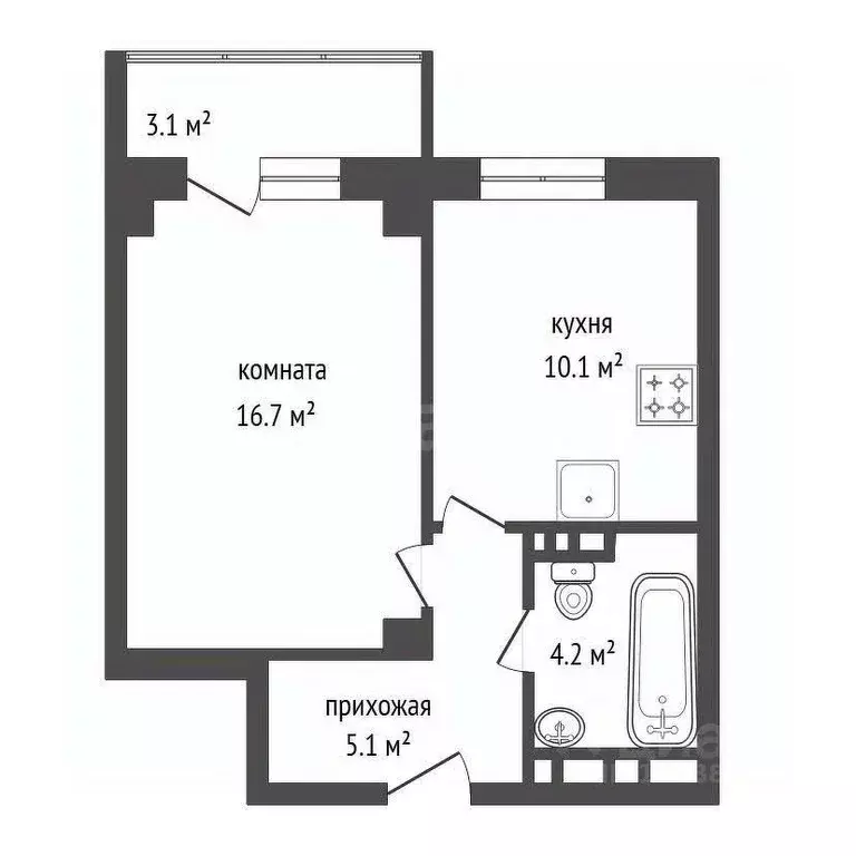 1-к кв. Красноярский край, Красноярск ул. Петра Подзолкова, 21 (41.0 ... - Фото 2