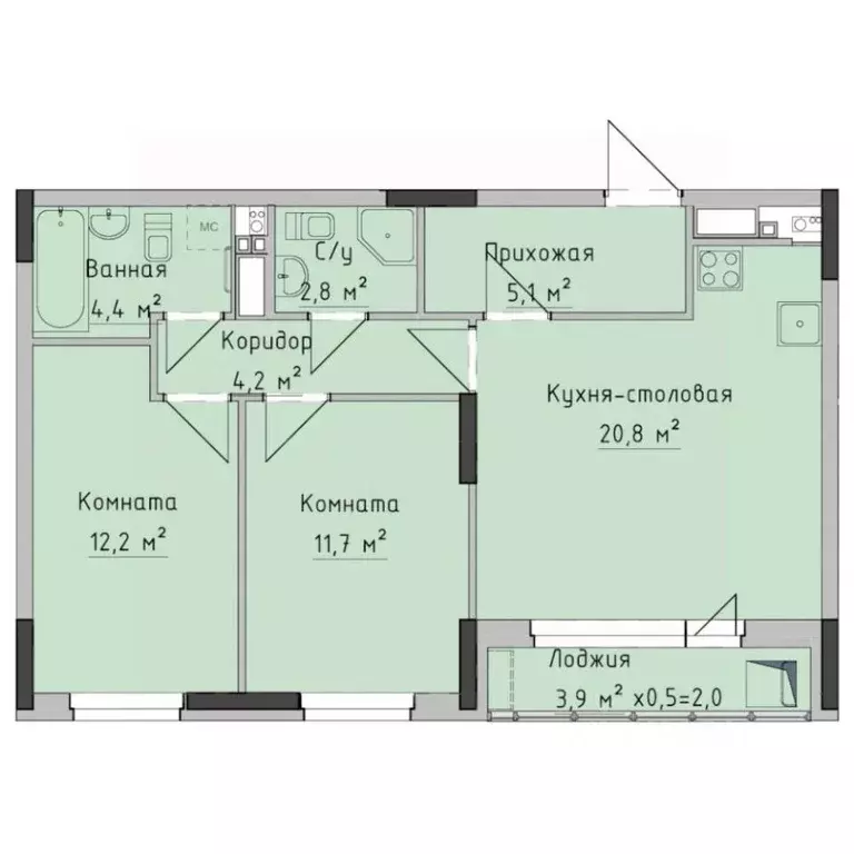 2-к кв. Удмуртия, Ижевск ул. Холмогорова, 89 (62.95 м) - Фото 0