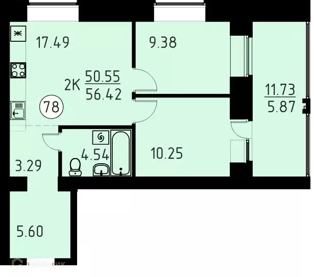Продаётся 3-к квартира, 56.42 м - Фото 0