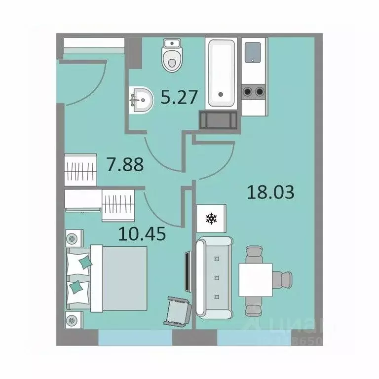 1-к кв. Санкт-Петербург Варфоломеевская ул., 6 (40.9 м) - Фото 0