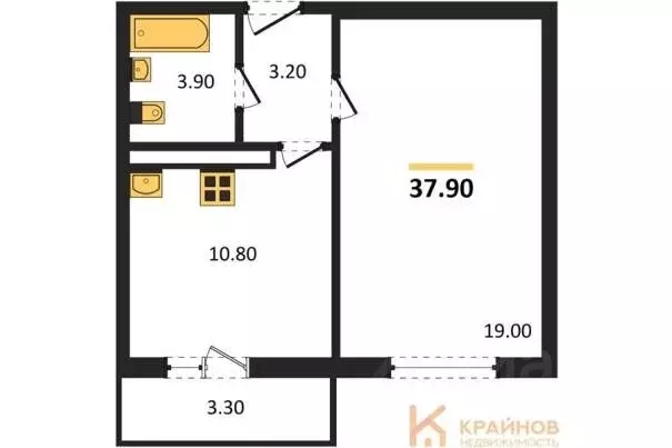 1-к кв. Воронежская область, Воронеж Озерки жилой квартал,  (37.9 м) - Фото 0