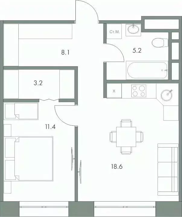 1-к кв. Ханты-Мансийский АО, Ханты-Мансийск Красноармейская ул., 45 ... - Фото 0