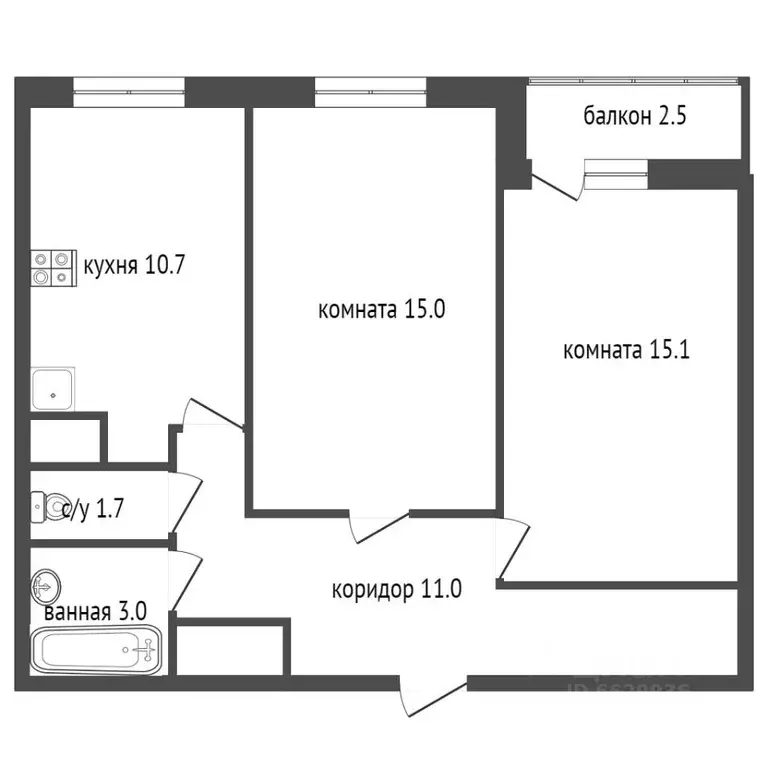 2-к кв. Санкт-Петербург пос. Парголово, ул. Федора Абрамова, 18к1 ... - Фото 2