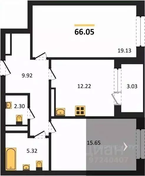 2-к кв. Воронежская область, Воронеж ул. Ломоносова, 116А (66.05 м) - Фото 0