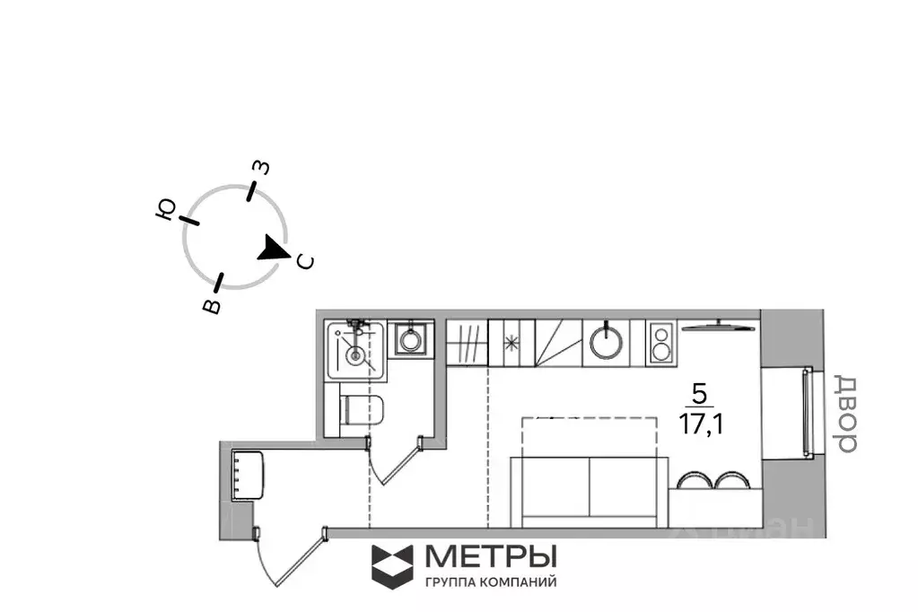 Студия Москва Дегтярный пер., 10С3 (17.1 м) - Фото 0