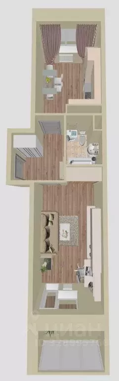 Квартира, 1 комната, 40.67 м - Фото 2