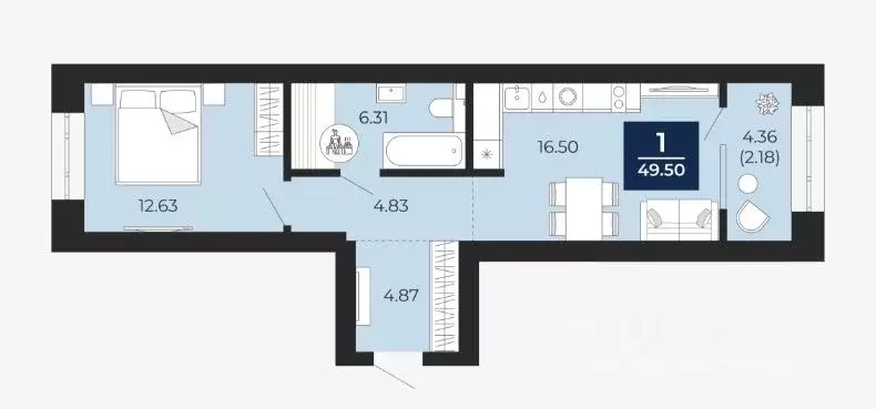 1-к кв. Ямало-Ненецкий АО, Новый Уренгой Славянский мкр, 2/1 (48.0 м) - Фото 1