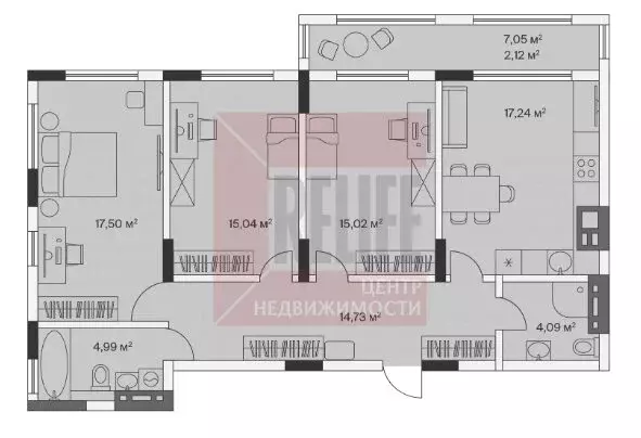 3-комнатная квартира: посёлок Малое Исаково, Первая улица, 1к2 (91.1 ... - Фото 1
