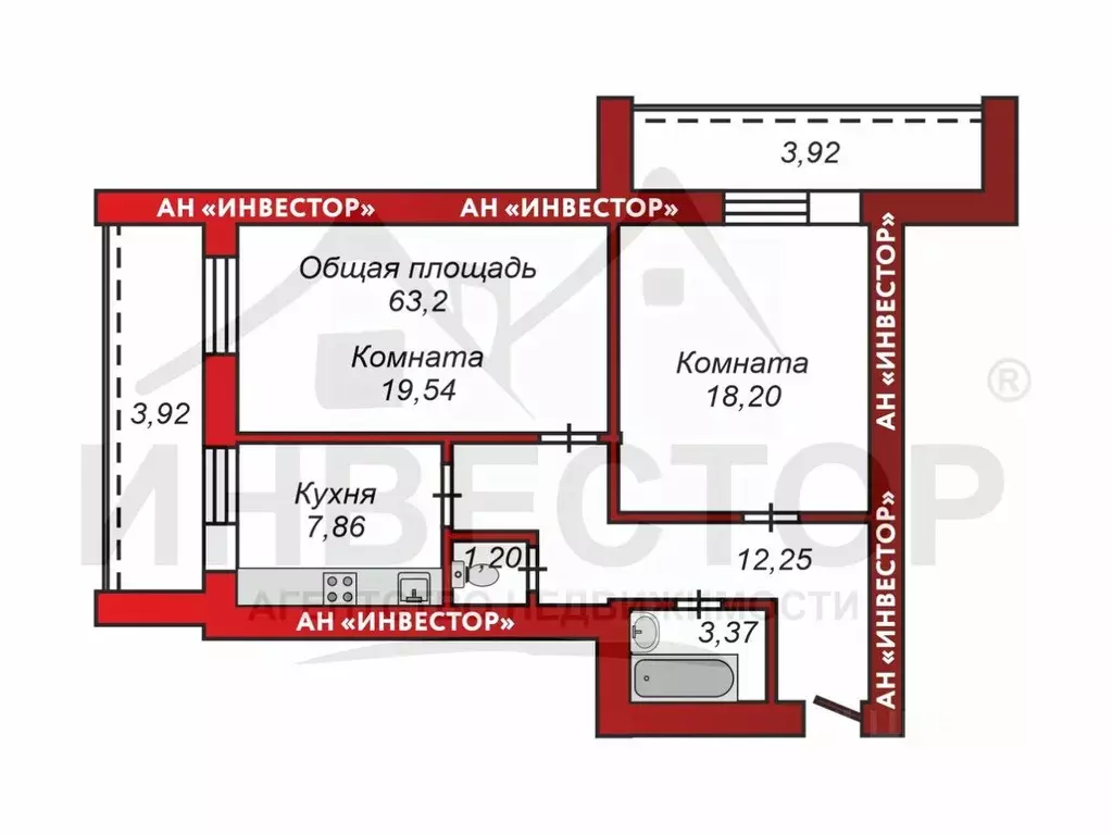 2-к кв. Челябинская область, Челябинск ул. Сталеваров, 60 (63.2 м) - Фото 1