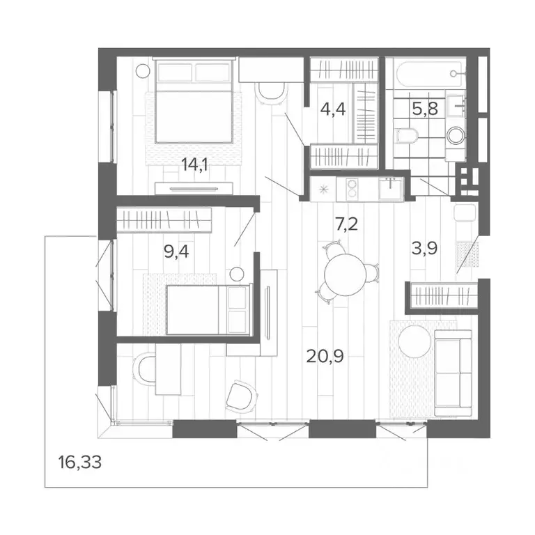 3-к кв. Алтайский край, Барнаул Гора мкр,  (82.03 м) - Фото 0