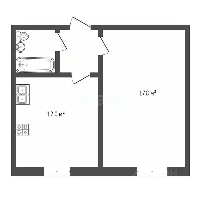 2-к кв. Самарская область, Самара Теннисная ул., 25А (29.8 м) - Фото 2