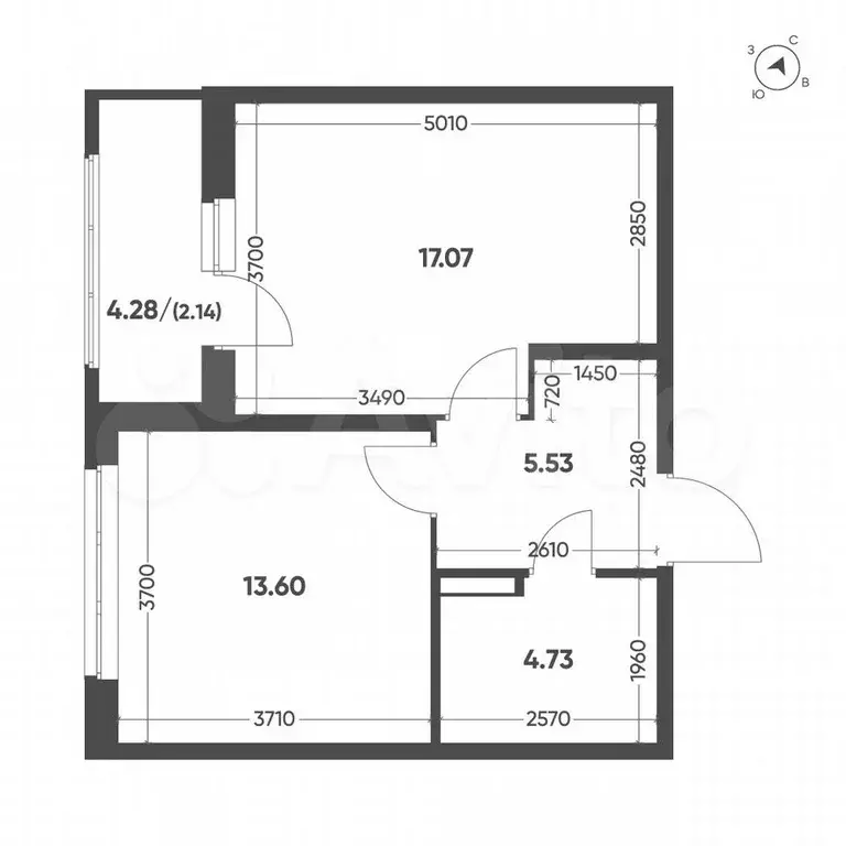 1-к. квартира, 43,1 м, 14/15 эт. - Фото 1