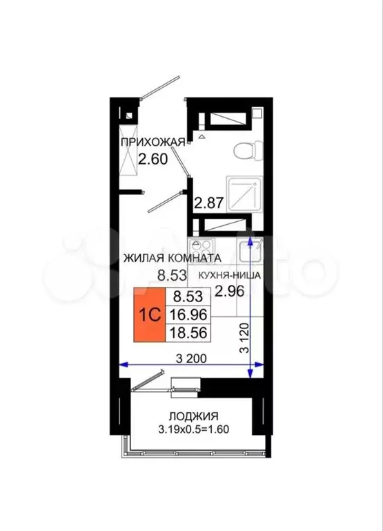 Квартира-студия, 18 м, 3/24 эт. - Фото 0