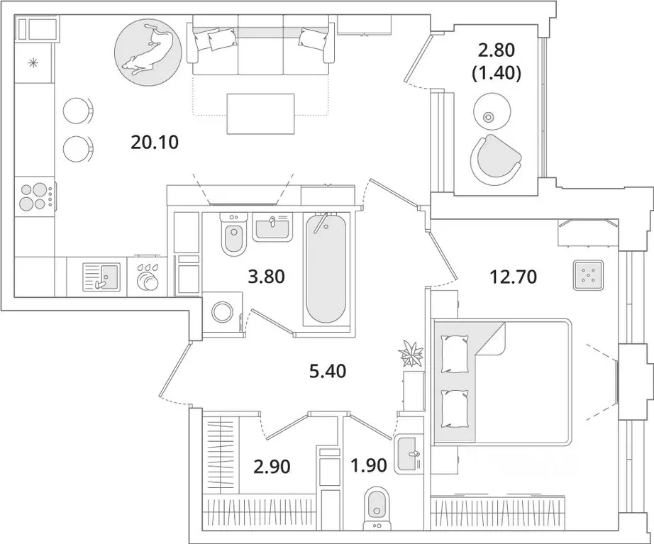 1-к кв. Санкт-Петербург Планерная ул., 99 (48.3 м) - Фото 0