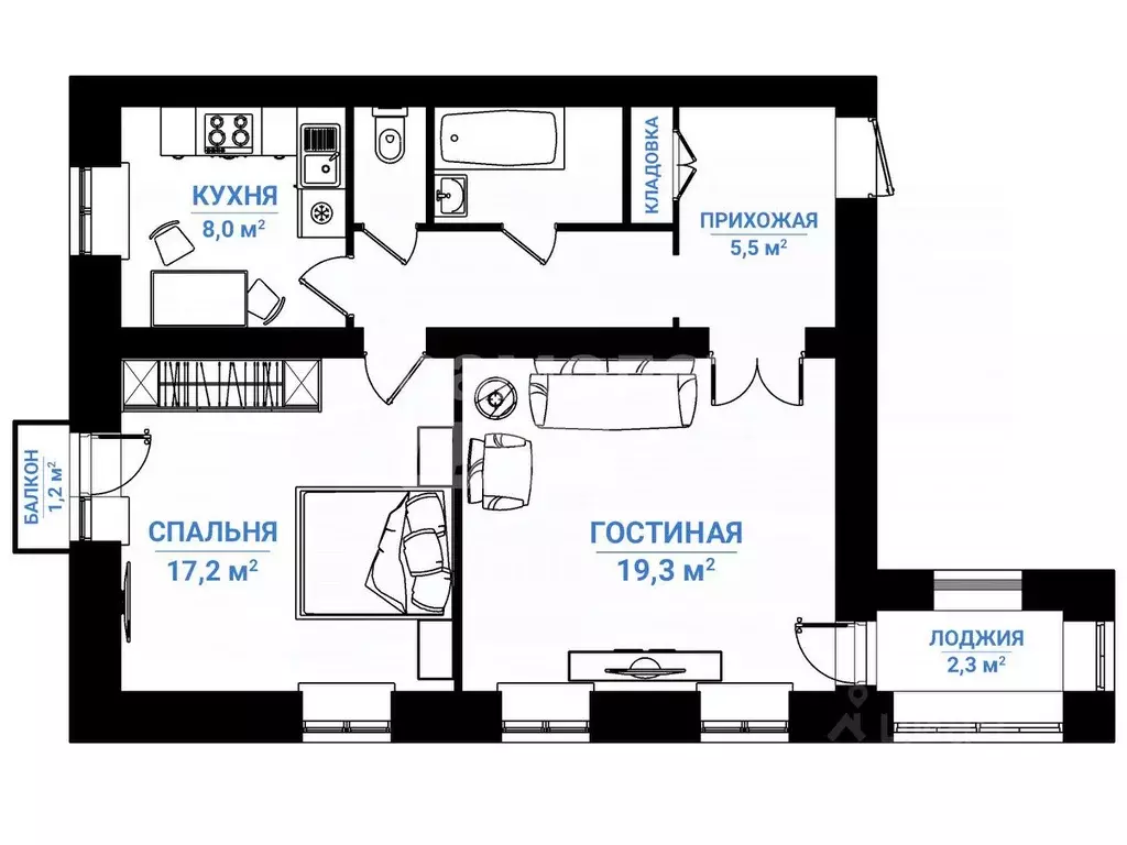 2-к кв. Кировская область, Кирово-Чепецк просп. Мира, 11 (60.3 м) - Фото 1