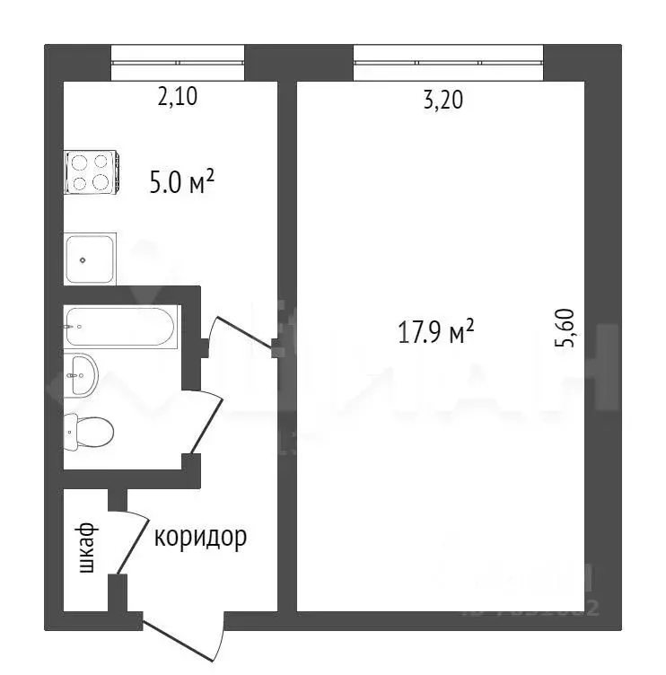 1-к кв. Татарстан, Казань ул. Александра Курынова, 6к2 (30.7 м) - Фото 2