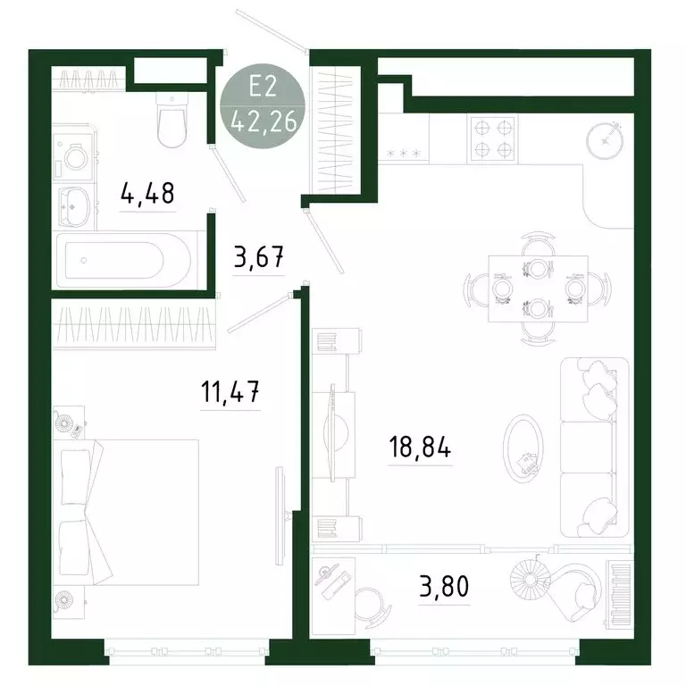 1-комнатная квартира: Тула, улица Генерала Маргелова, 9В (42.26 м) - Фото 0