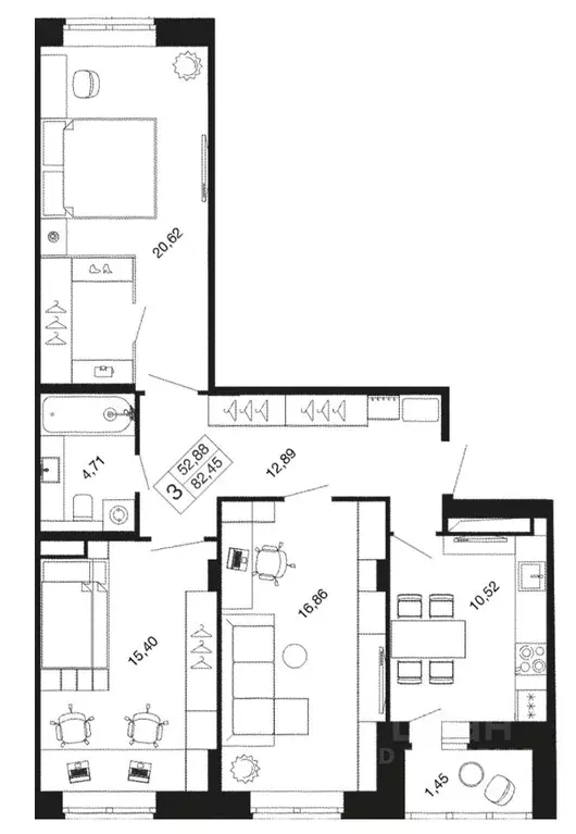 3-к кв. Московская область, Апрелевка Наро-Фоминский городской округ, ... - Фото 1