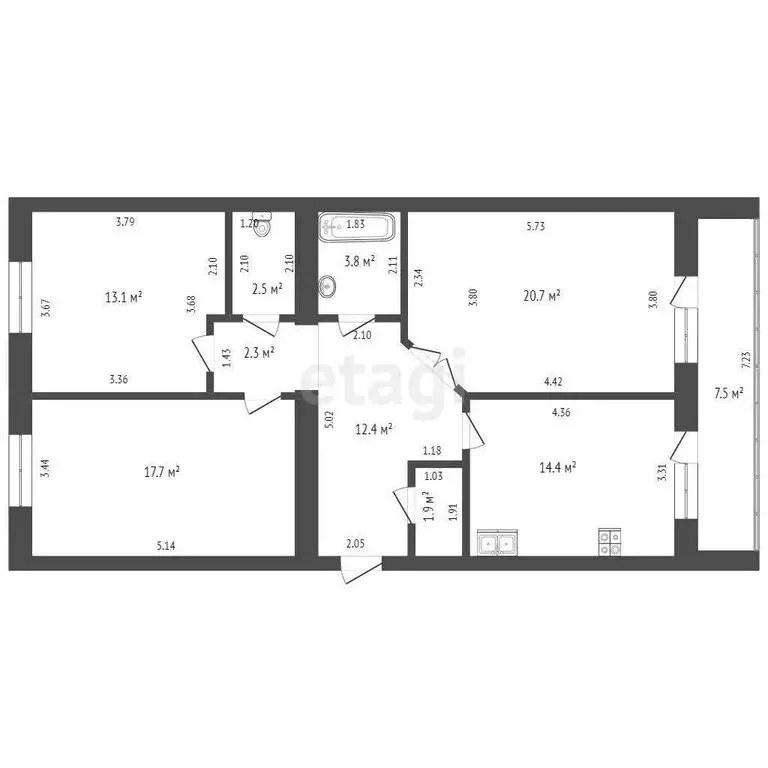 3-комнатная квартира: Тюмень, улица Дружбы, 73к4 (89.7 м) - Фото 1