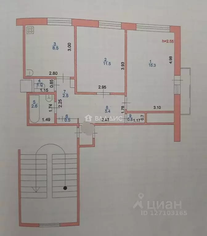 Квартира, 2 комнаты, 48.1 м - Фото 0
