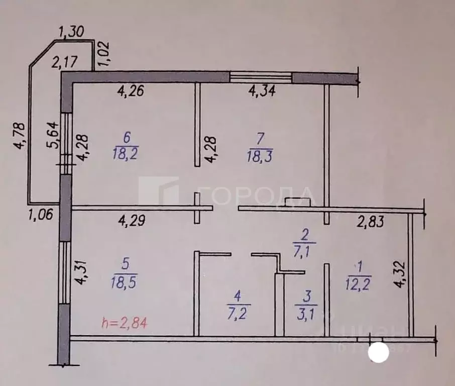 2-к кв. Кемеровская область, Новокузнецк ул. Кирова, 100 (84.6 м) - Фото 1