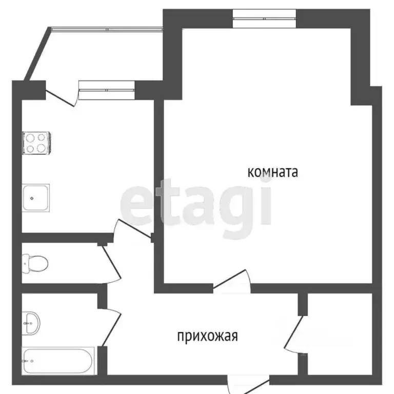 1-к кв. Ханты-Мансийский АО, Сургут ул. 30 лет Победы, 43 (43.6 м) - Фото 2