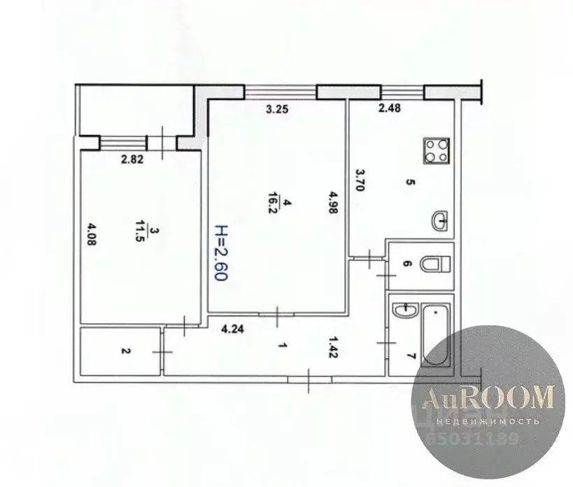 2-к кв. Волгоградская область, Волжский ул. Пушкина, 126 (51.0 м) - Фото 2