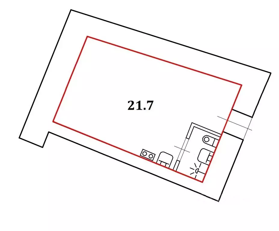 Студия Санкт-Петербург Рижский просп., 35 (21.7 м) - Фото 2