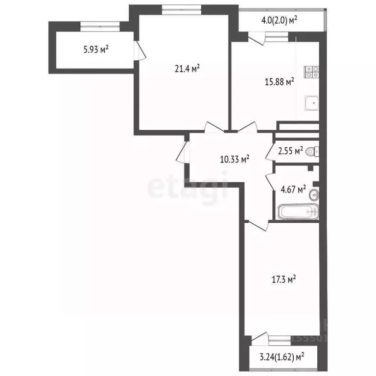 2-к кв. Самарская область, Самара ул. Врубеля, 17 (80.0 м) - Фото 1
