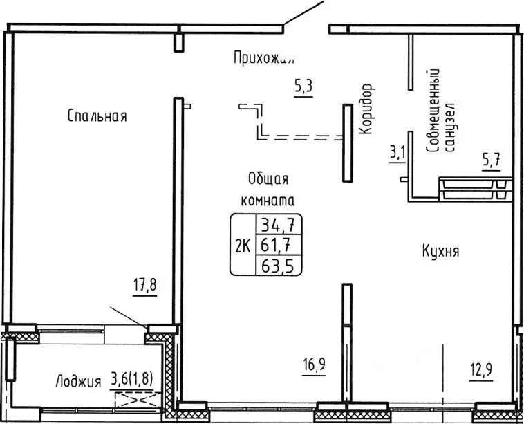 2-к кв. Новосибирская область, Новосибирск  (61.7 м) - Фото 0