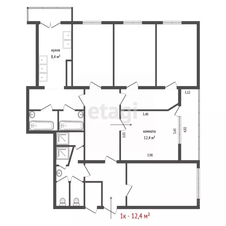 Комната Свердловская область, Екатеринбург ул. Папанина, 9 (16.4 м) - Фото 2