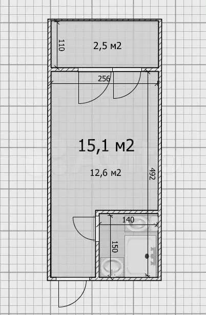 Квартира-студия, 15,2 м, 1/9 эт. - Фото 0