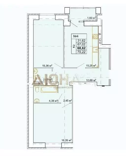 2-комнатная квартира: Кострома, Фабричный район (68.62 м) - Фото 0