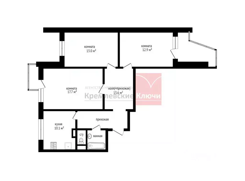 3-к кв. Москва ул. Маршала Полубоярова, 4к2 (75.5 м) - Фото 2