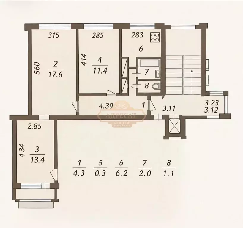 3-к кв. Санкт-Петербург аллея Поликарпова, 5 (59.6 м) - Фото 2