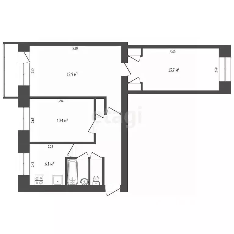 3-к кв. Омская область, Омск наб. Иртышская, 14 (61.0 м) - Фото 1