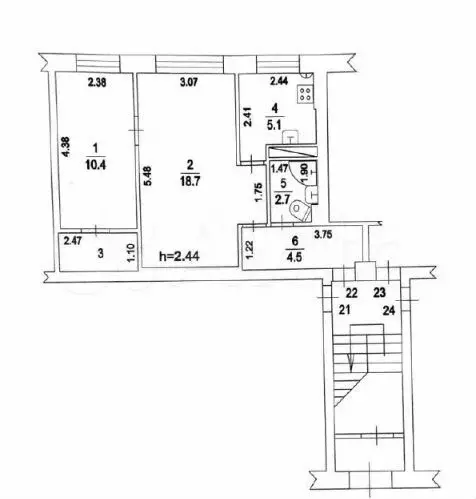 2-к. квартира, 45,8 м, 1/5 эт. - Фото 0