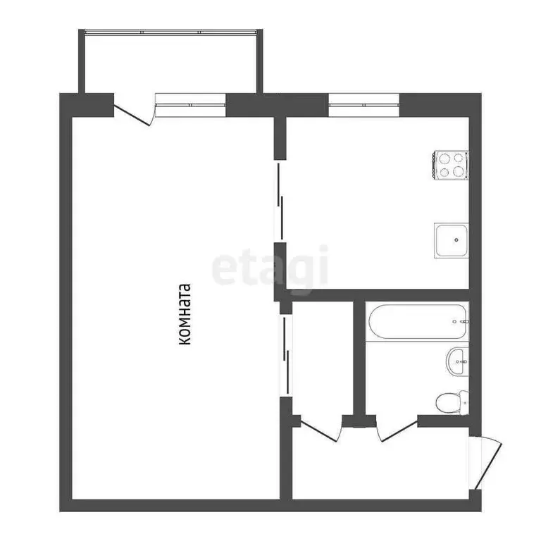 1-комнатная квартира: Омск, Торговая улица, 32 (31 м) - Фото 1