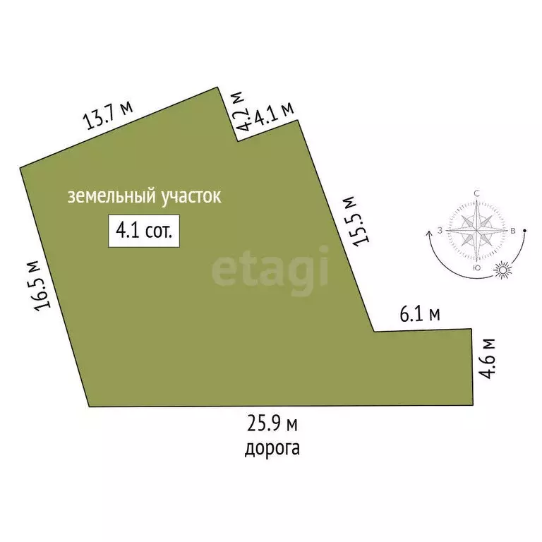 Участок в село Светловодское, Октябрьская улица (4.1 м) - Фото 1