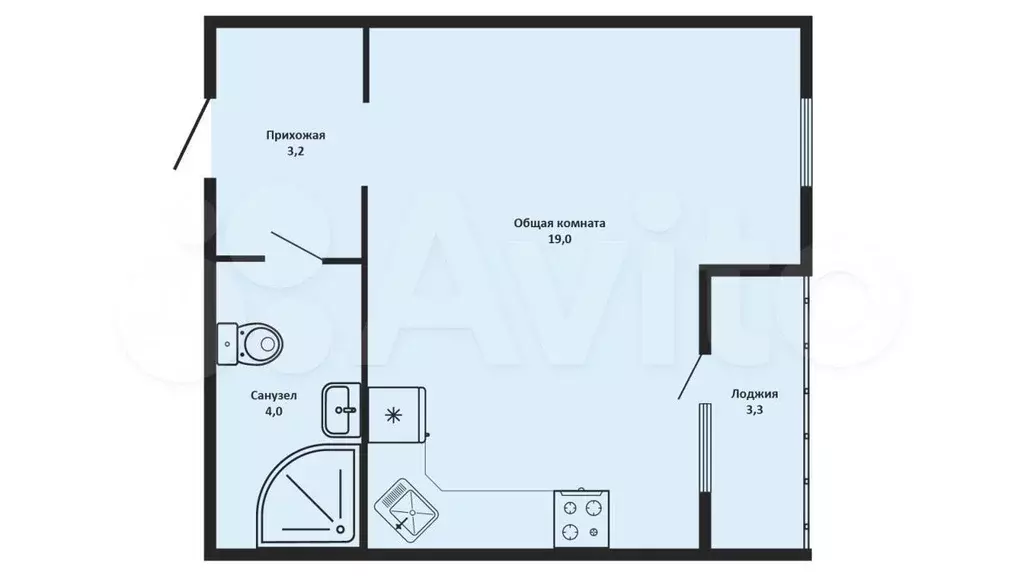 Квартира-студия, 26,9 м, 8/17 эт. - Фото 0