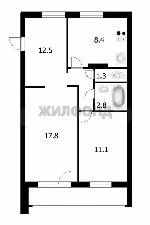 2-к. квартира, 53,9 м, 9/9 эт. - Фото 0