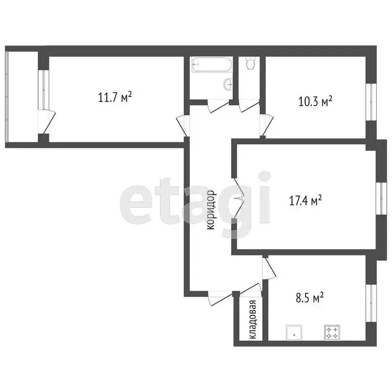 3-комнатная квартира: Омск, улица Лукашевича, 2 (62.6 м) - Фото 1